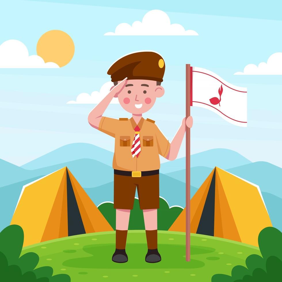 Indonesian Pramuka Outdoor Camping vector