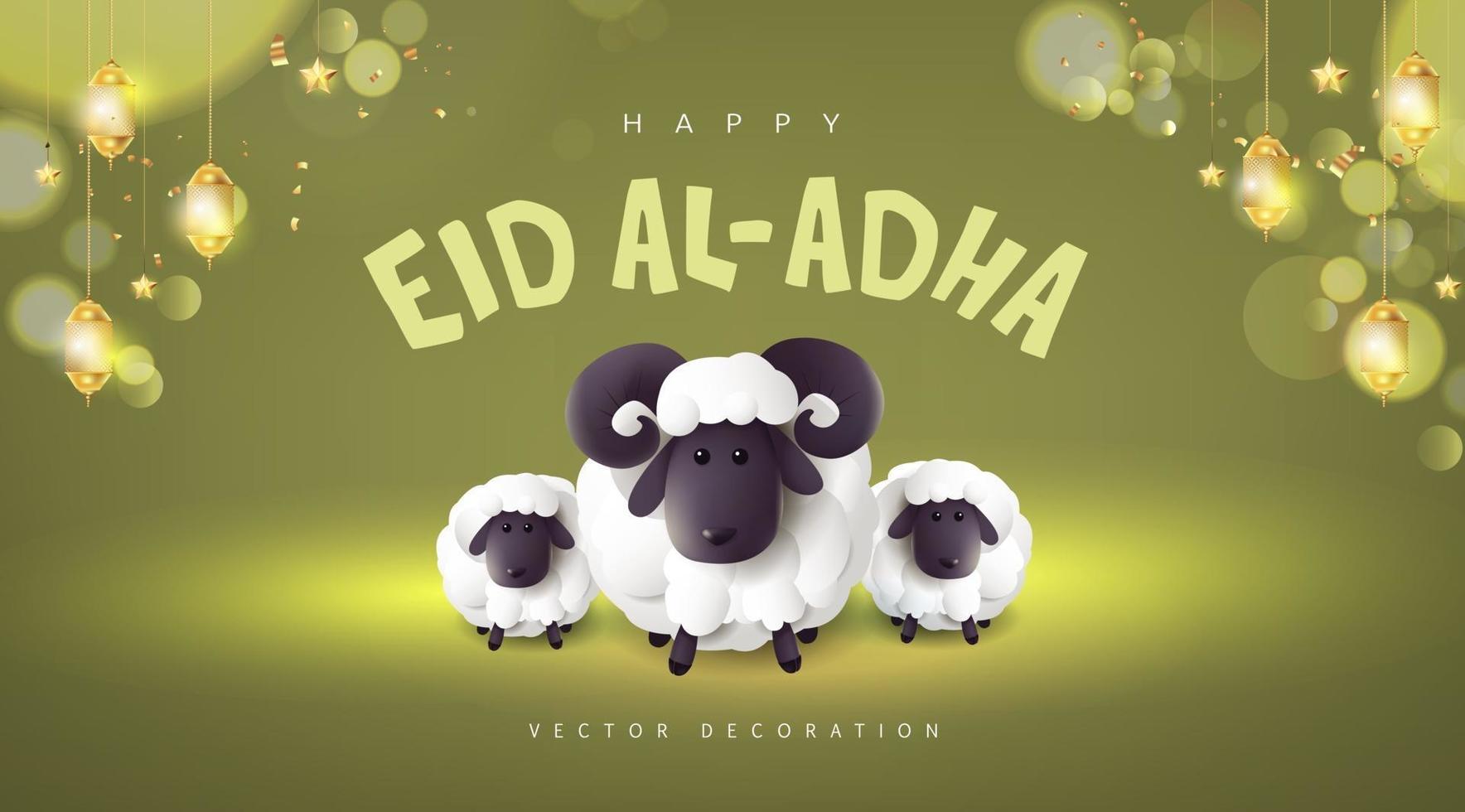 eid al adha mubarak la celebración del banner del festival de la comunidad musulmana vector