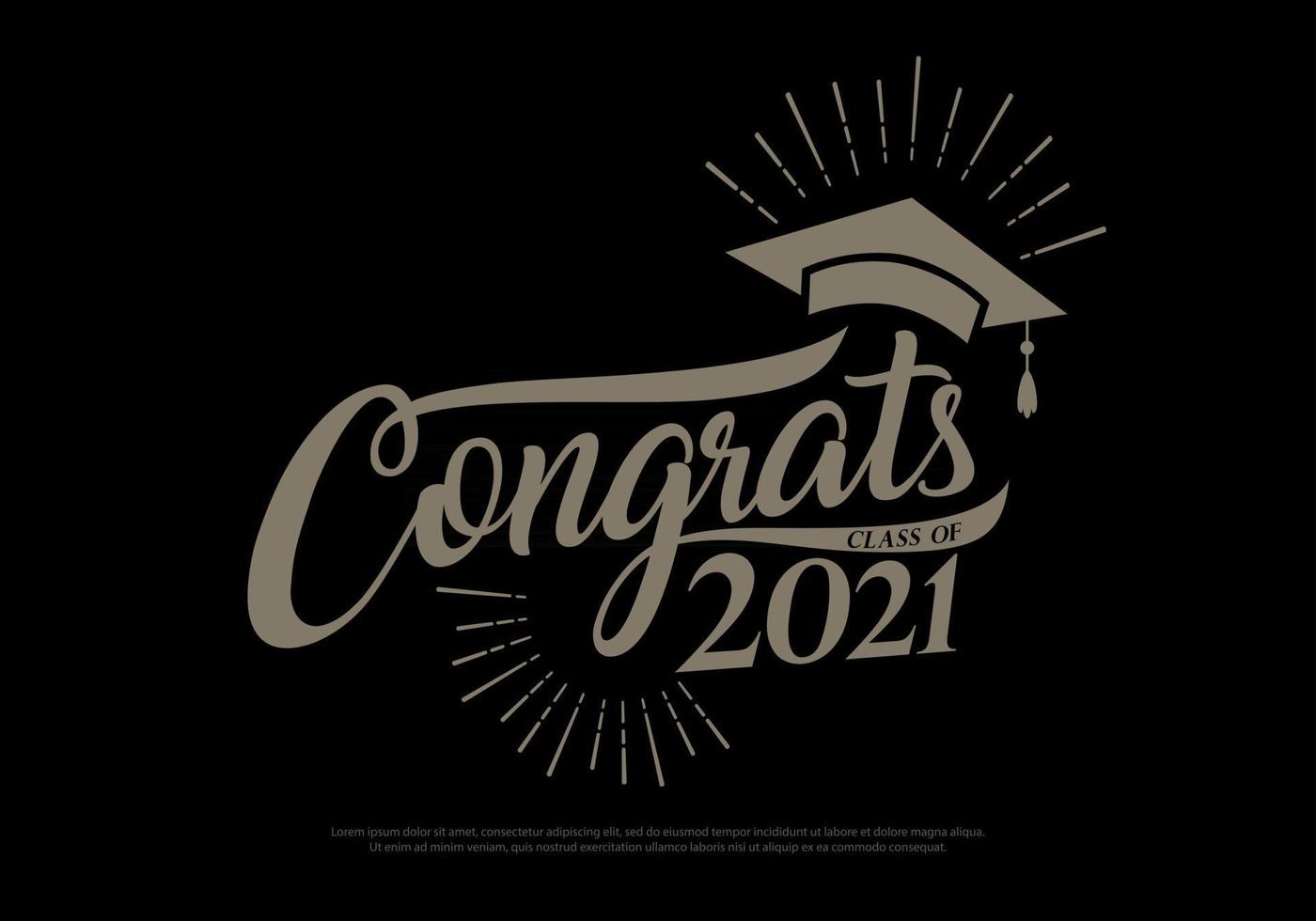 Felicidades clase de 2021 graduados concepto vintage. negro, dorado, colección de logotipos de graduación, estilo retro. vector