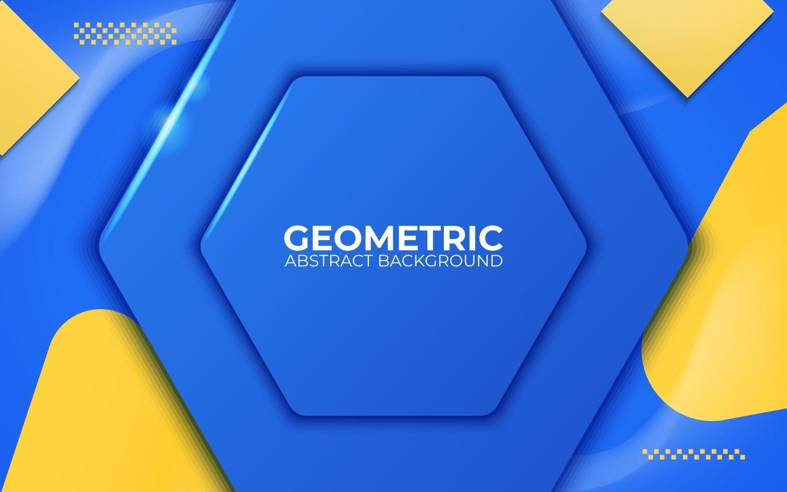 blue and yellow abstract geometric background. 3d banner vector illustration.