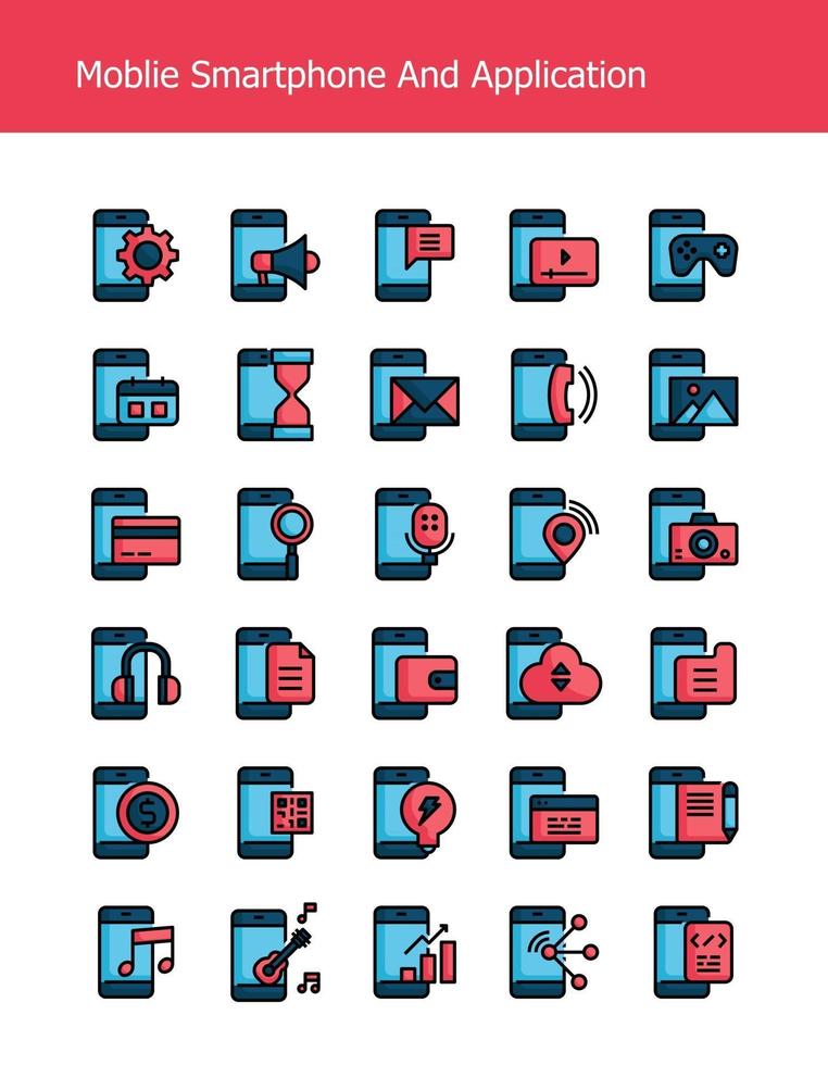 filled outline mobile smartphone technology icons vector