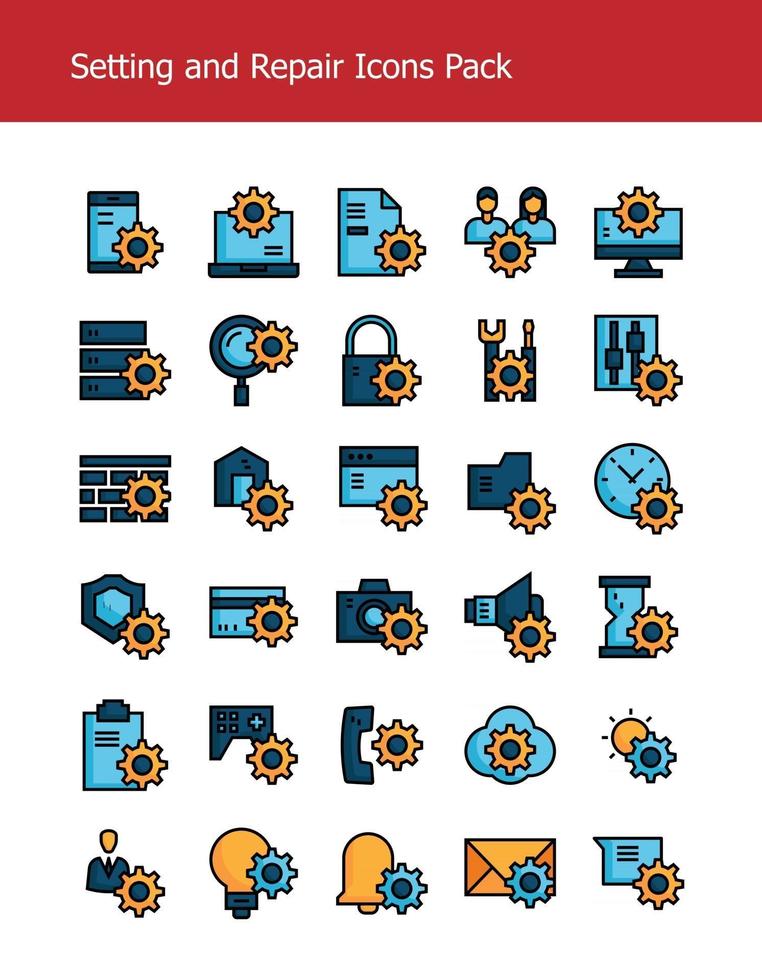 setting and repair filled outline vector