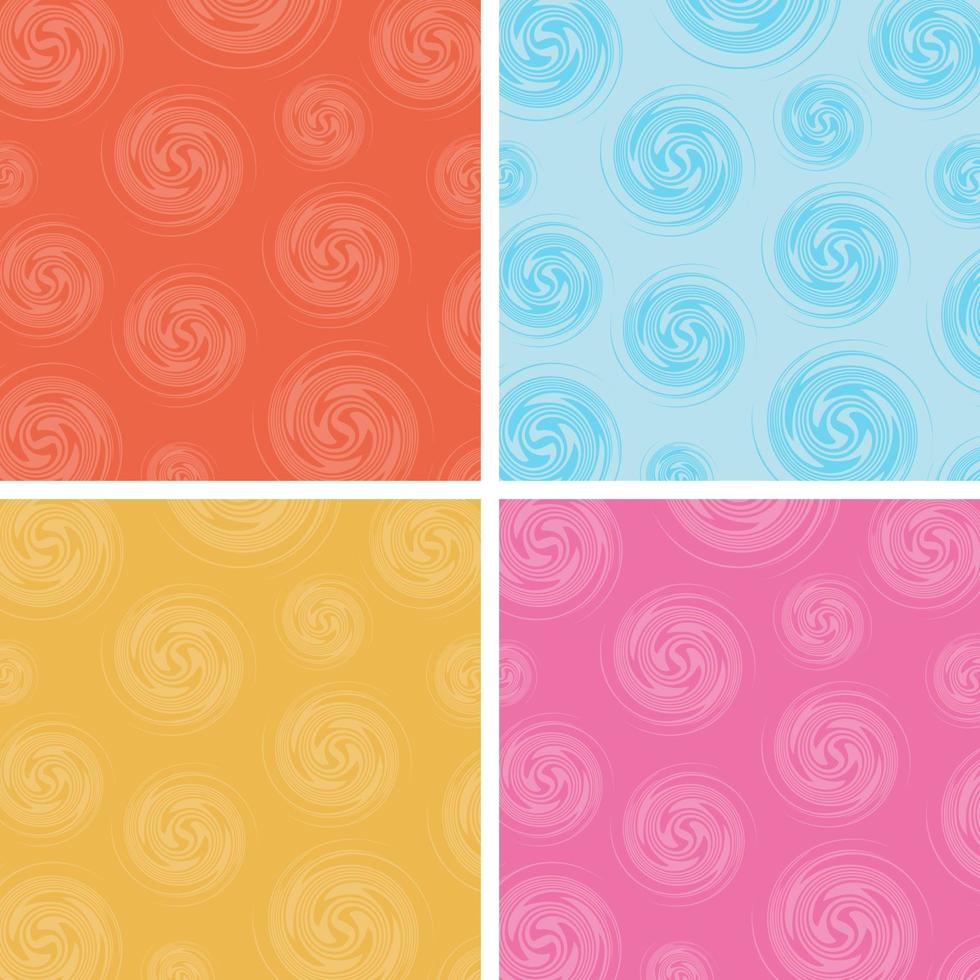 Set of abstract circles spin pattern multicolor background vector