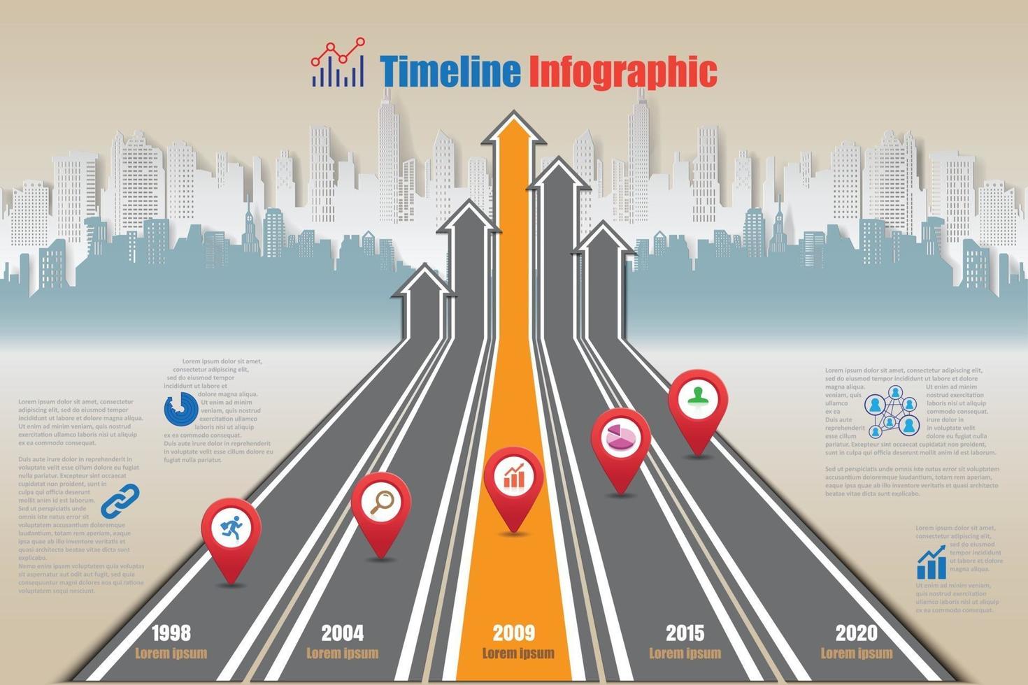 hoja de ruta de negocios infografía línea de tiempo diseño de gráficos de crecimiento para plantilla abstracta elemento de hito diagrama moderno tecnología de proceso marketing digital presentación de datos gráfico ilustración vectorial vector