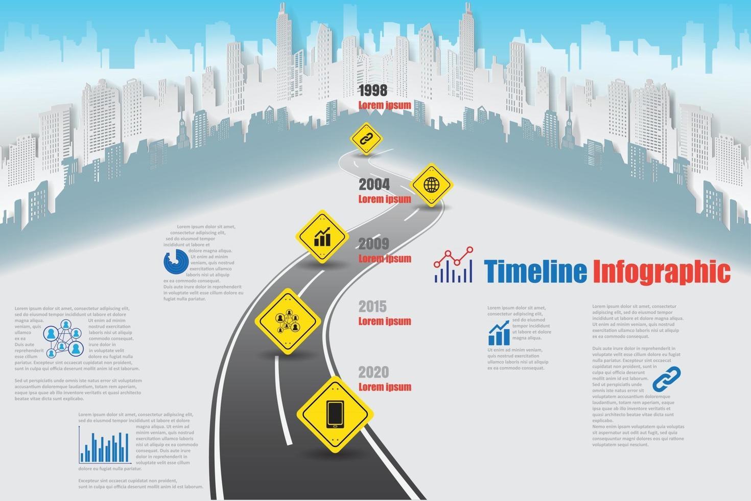 Business roadmap timeline infographic city designed for abstract background template milestone element modern diagram process technology digital marketing data presentation chart Vector illustration