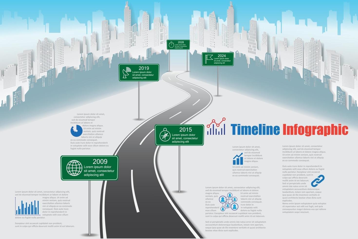 Business roadmap timeline infographic city designed for abstract background template milestone element modern diagram process technology digital marketing data presentation chart Vector illustration