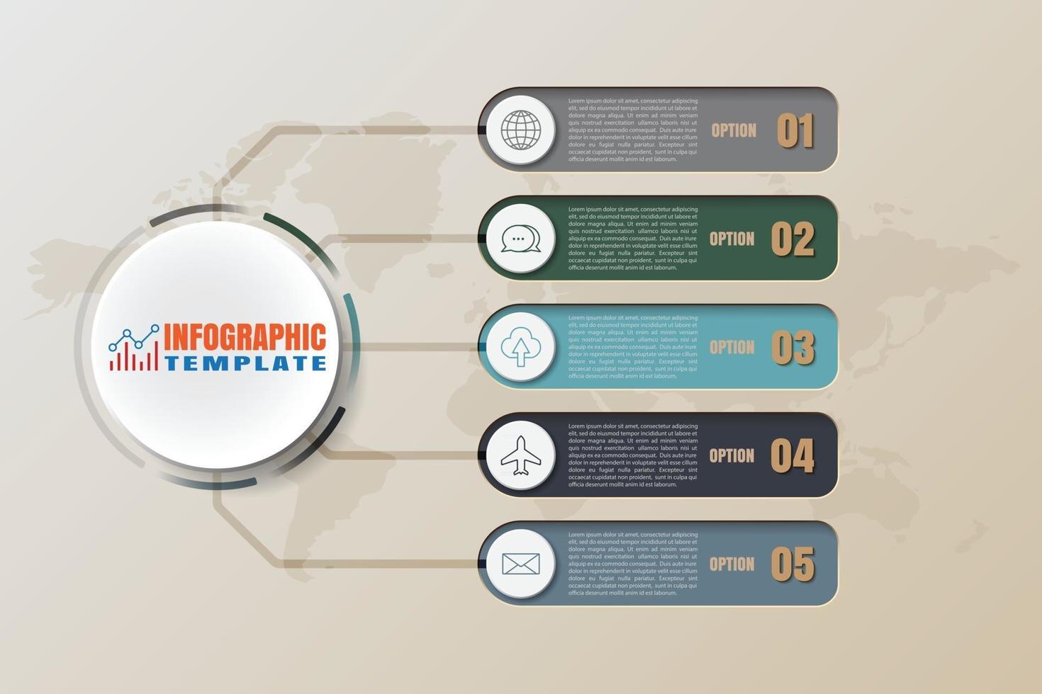 infografía de línea de tiempo de hoja de ruta empresarial con 5 pasos moderno diseñado para elementos de fondo diagrama de proceso de planificación páginas web flujo de trabajo tecnología digital tabla de presentación de datos. ilustración vectorial vector