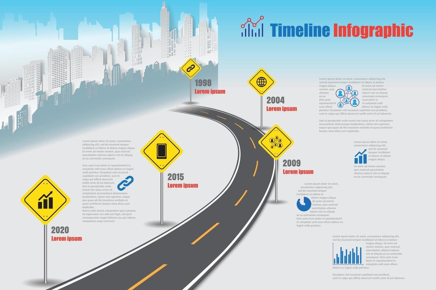 mapa de ruta de negocios ciudad de infografía de línea de tiempo diseñada para fondo abstracto plantilla elemento de hito diagrama moderno tecnología de proceso marketing digital presentación de datos gráfico ilustración vectorial vector