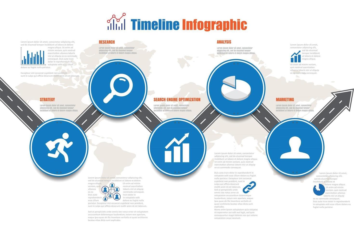 Mapa de señales de tráfico de negocios infografía de línea de tiempo diseñada para plantilla de fondo abstracto elemento de hito diagrama moderno tecnología de proceso marketing digital presentación de datos gráfico ilustración vectorial vector