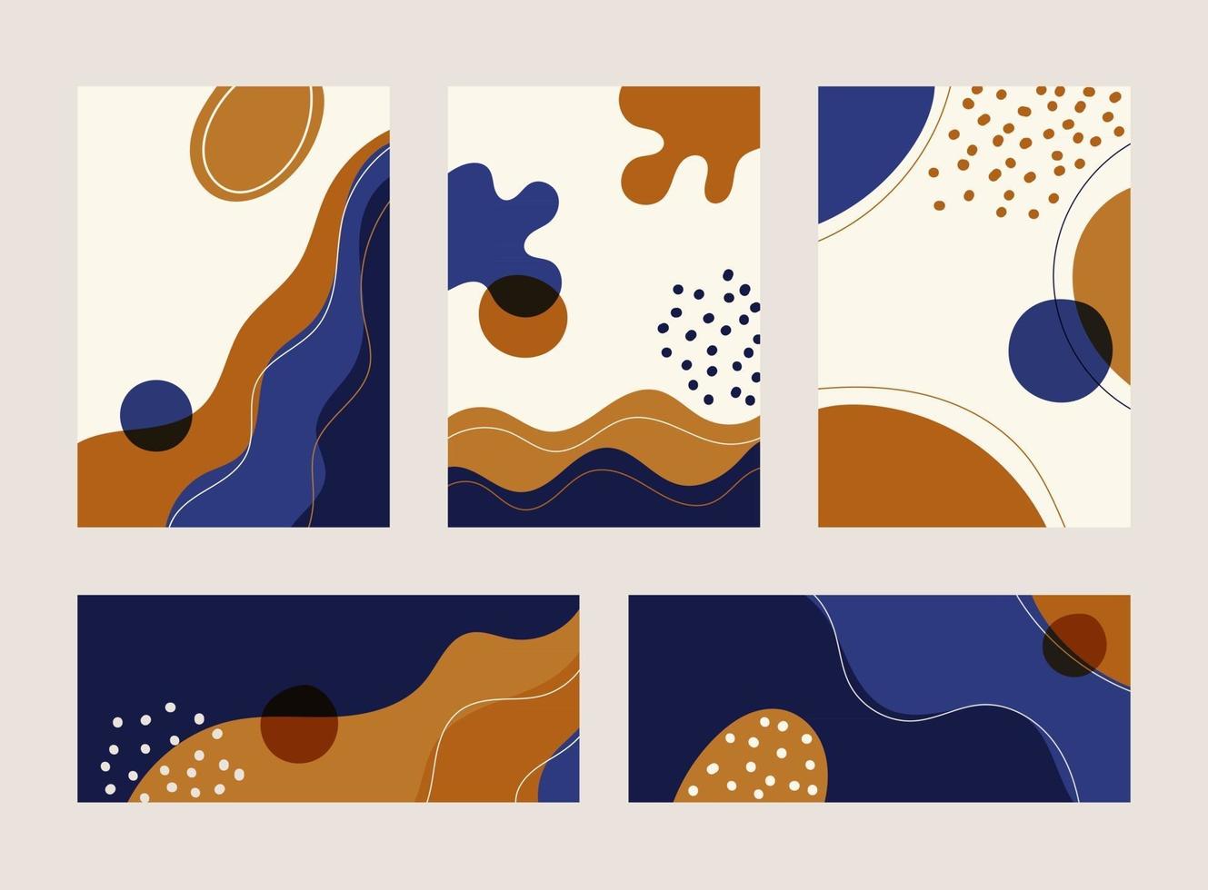 Conjunto de banner abstracto, folleto de portada, patrón de forma de onda de línea moderna de cartel con dibujado a mano sobre fondo blanco vector