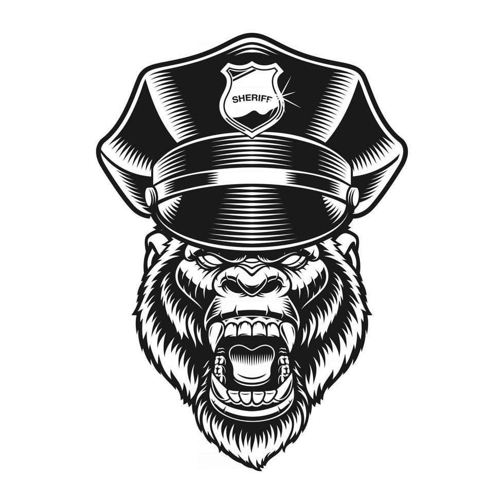 a vector illustration of a gorilla policeman