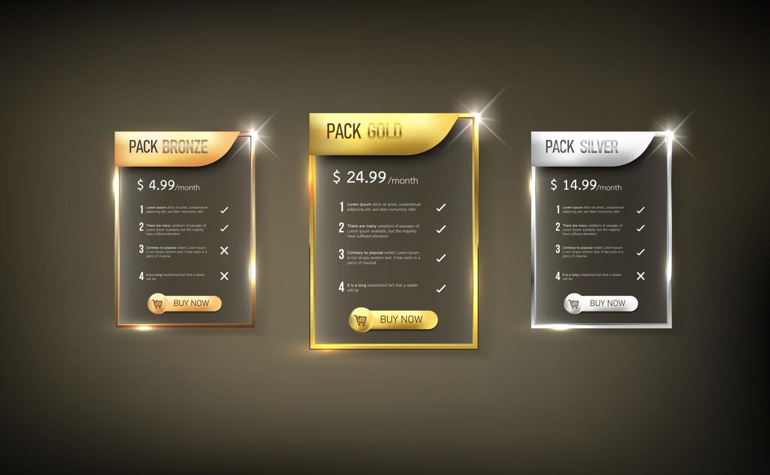 Button web price table pack 10 vector