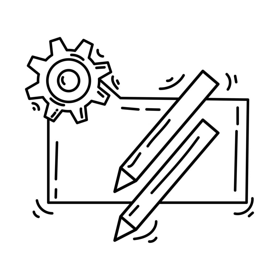 icono de proyecto de comercio electrónico. conjunto de iconos dibujados a mano, contorno negro, icono de doodle, icono de vector