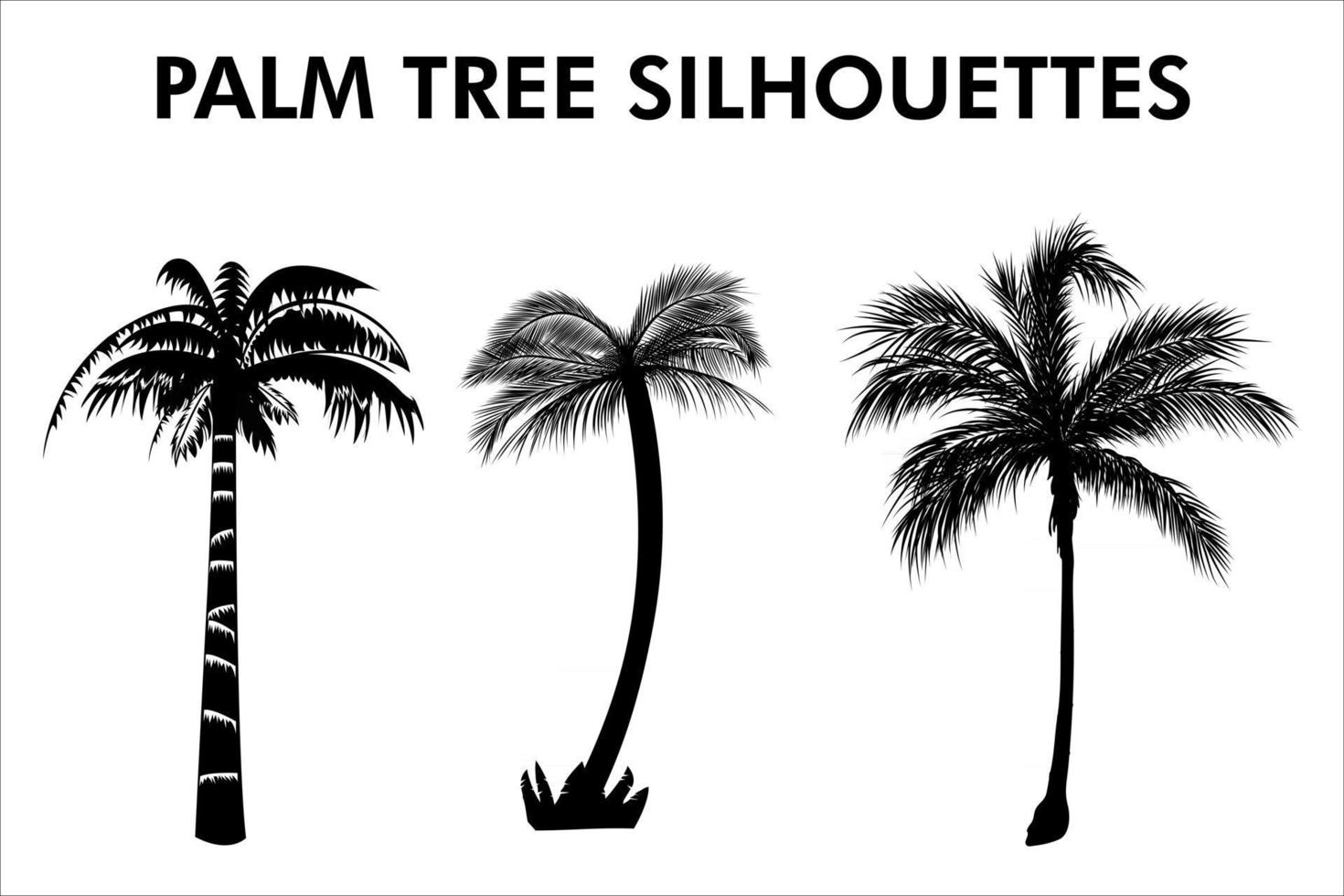 vector set of tropical palm and tree silhouettes. EPS