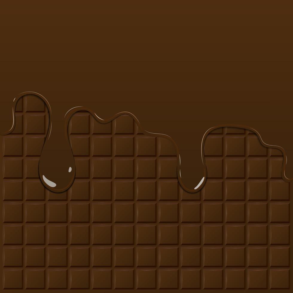 Dark chocolate pattern and dripping chocolate, vector illustration