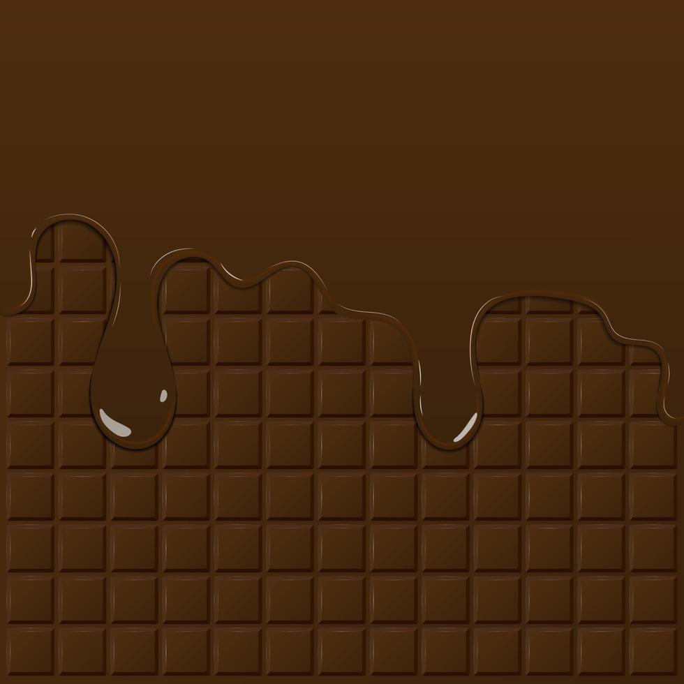Dark chocolate pattern and dripping chocolate, vector illustration