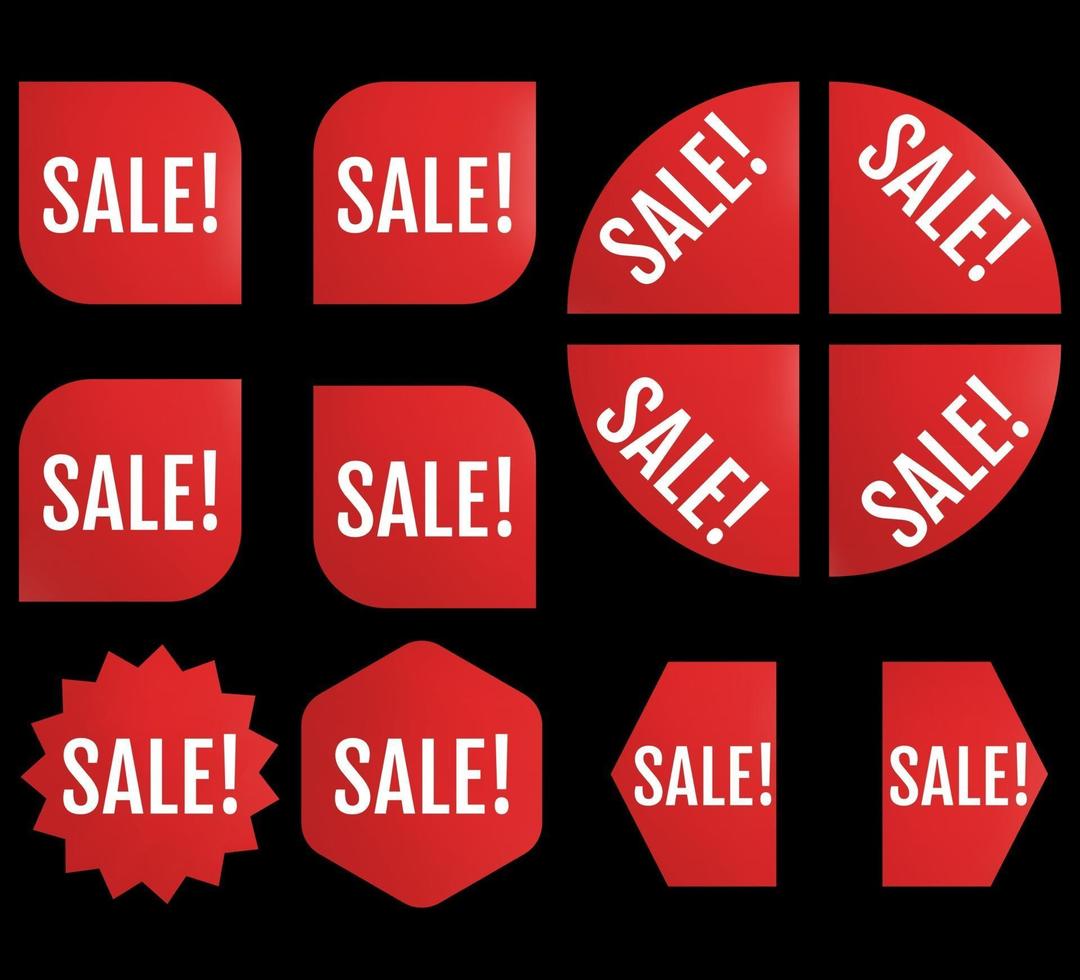 Black Friday New Sale Sticker Set. Red promotion labels vector