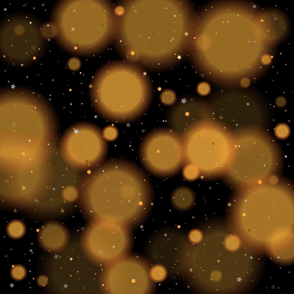 Gold bokeh shiny glittering golden and silver stars vector