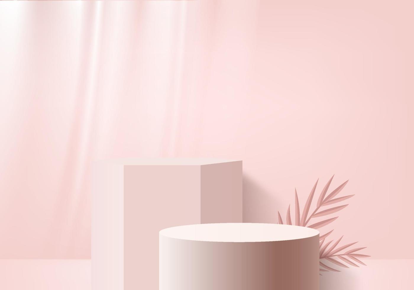 3d background products display podium scene with geometric platform. background vector 3d rendering with podium. stand to show cosmetic products. Stage showcase on pedestal display pink studio