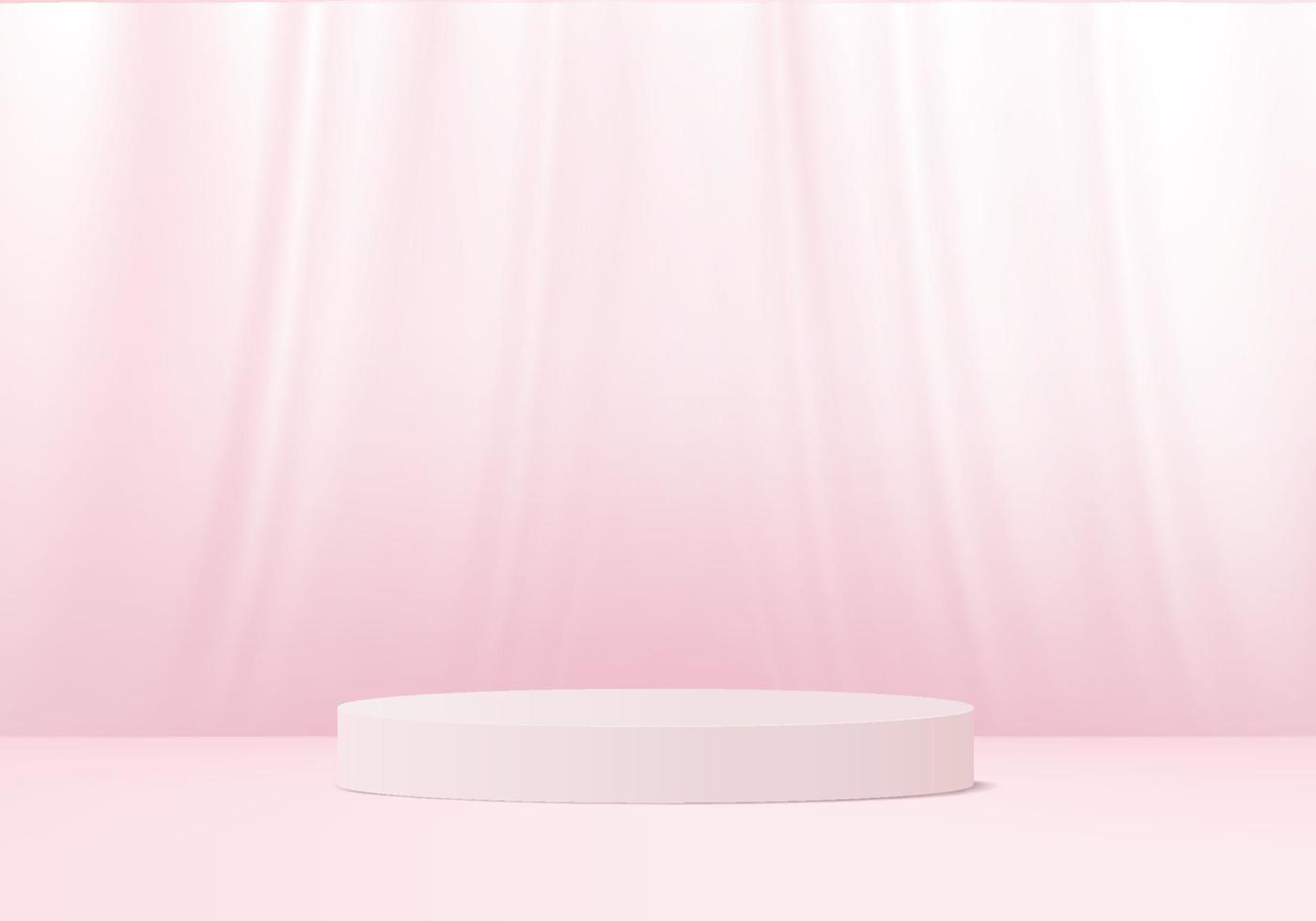 3d display product abstract minimal scene with geometric podium platform. cylinder background vector 3d rendering with podium. stand for cosmetic products. Stage showcase on pedestal 3d pink studio