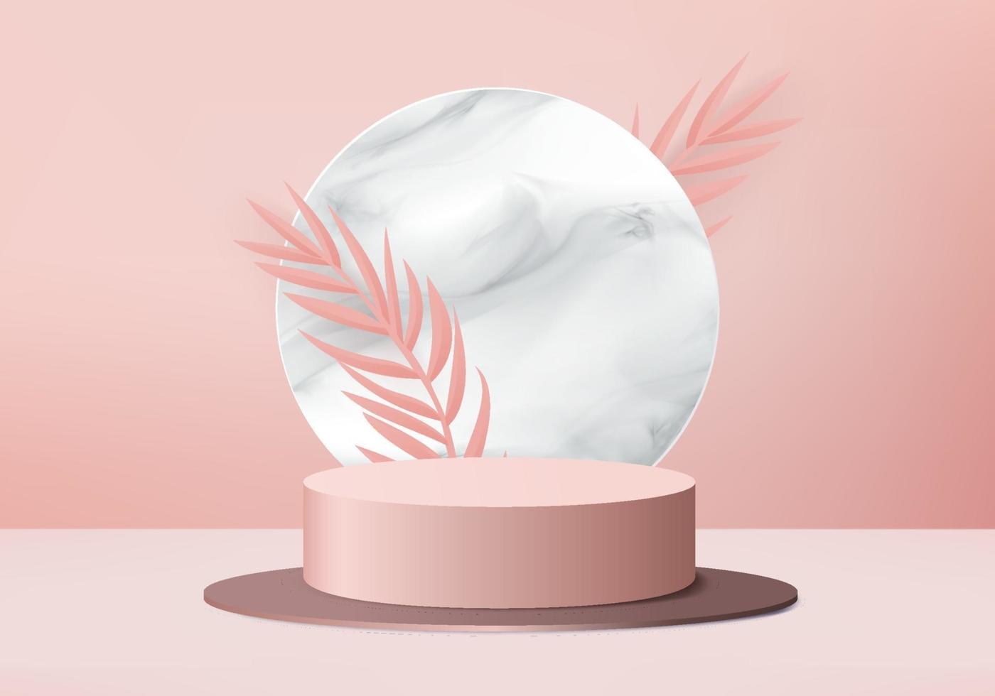 3d background products display podium scene with green leaf geometric