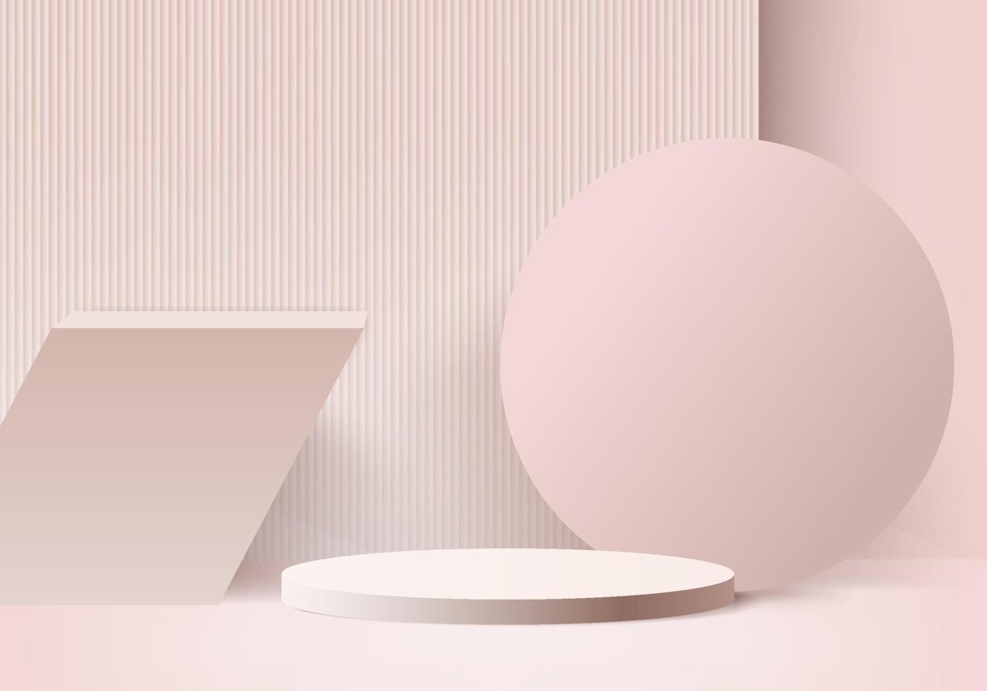 Podio rosa mínimo y escena con vector de render 3d en composición de fondo abstracto, ilustración 3d simulacro de formas de plataforma de forma de geometría de escena para exhibición de productos. escenario para producto en moderno.