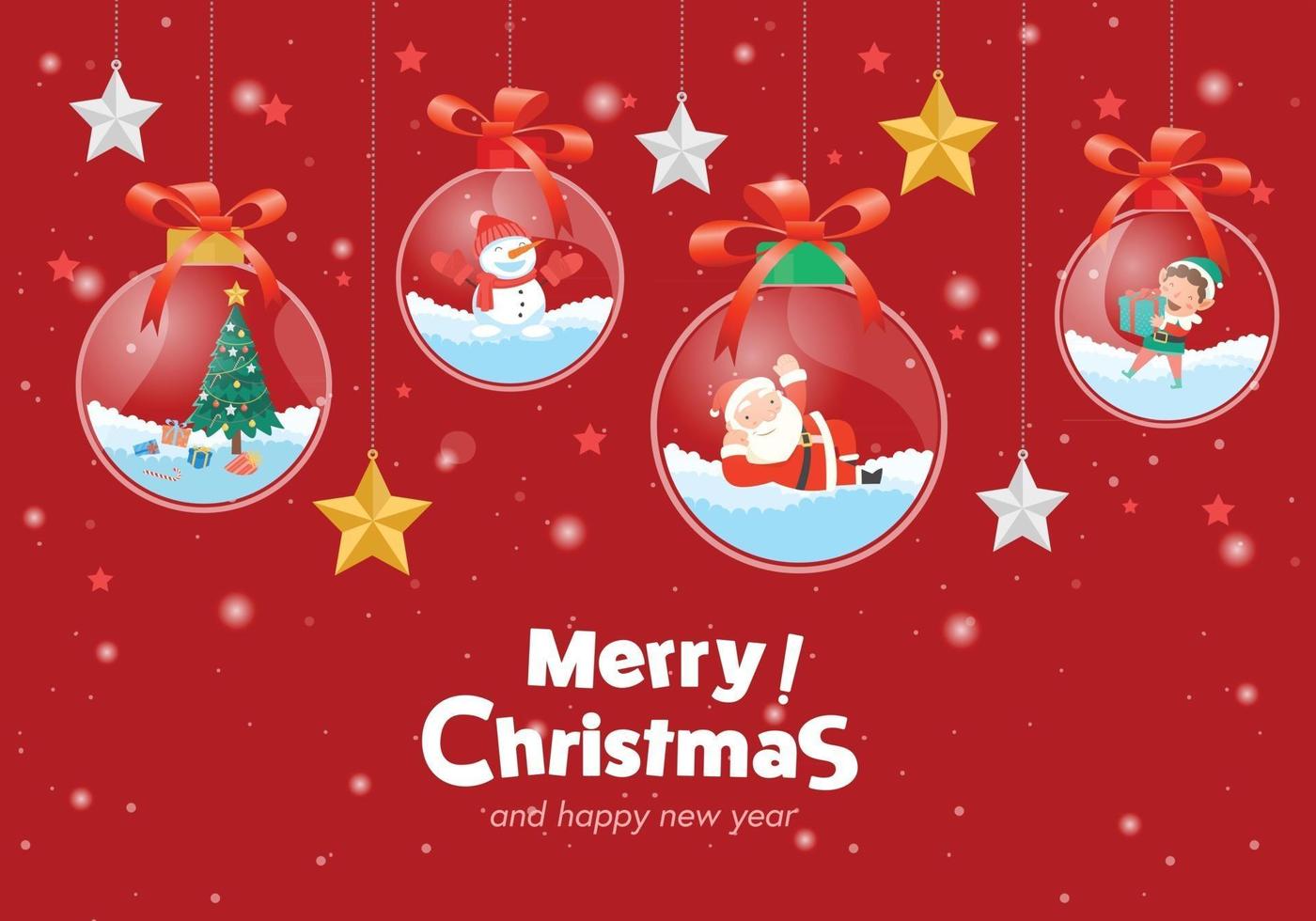 feliz navidad con santa claus regalos vector plantilla tarjeta de felicitación