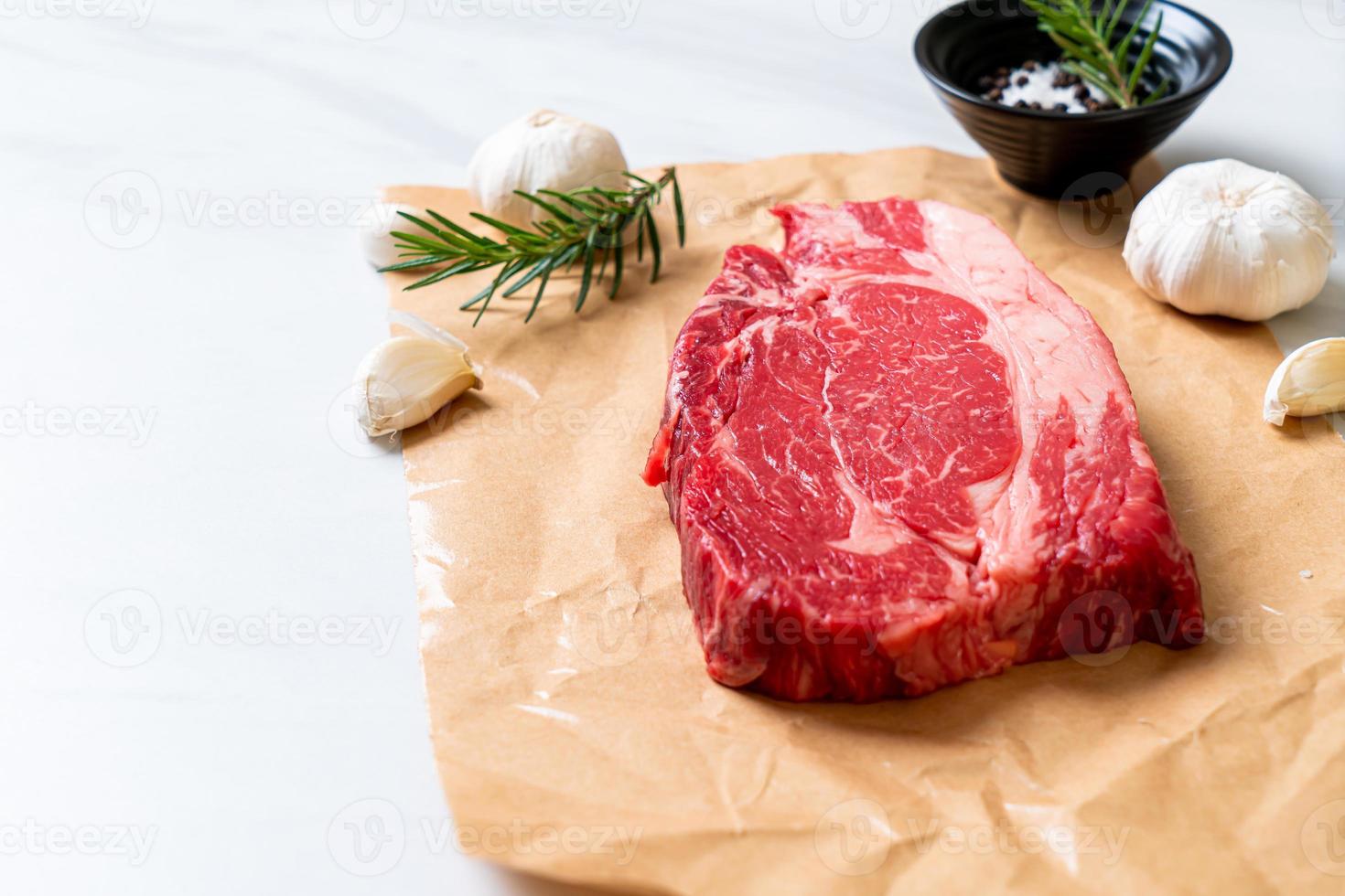 Fresh raw beef steak or raw meat photo