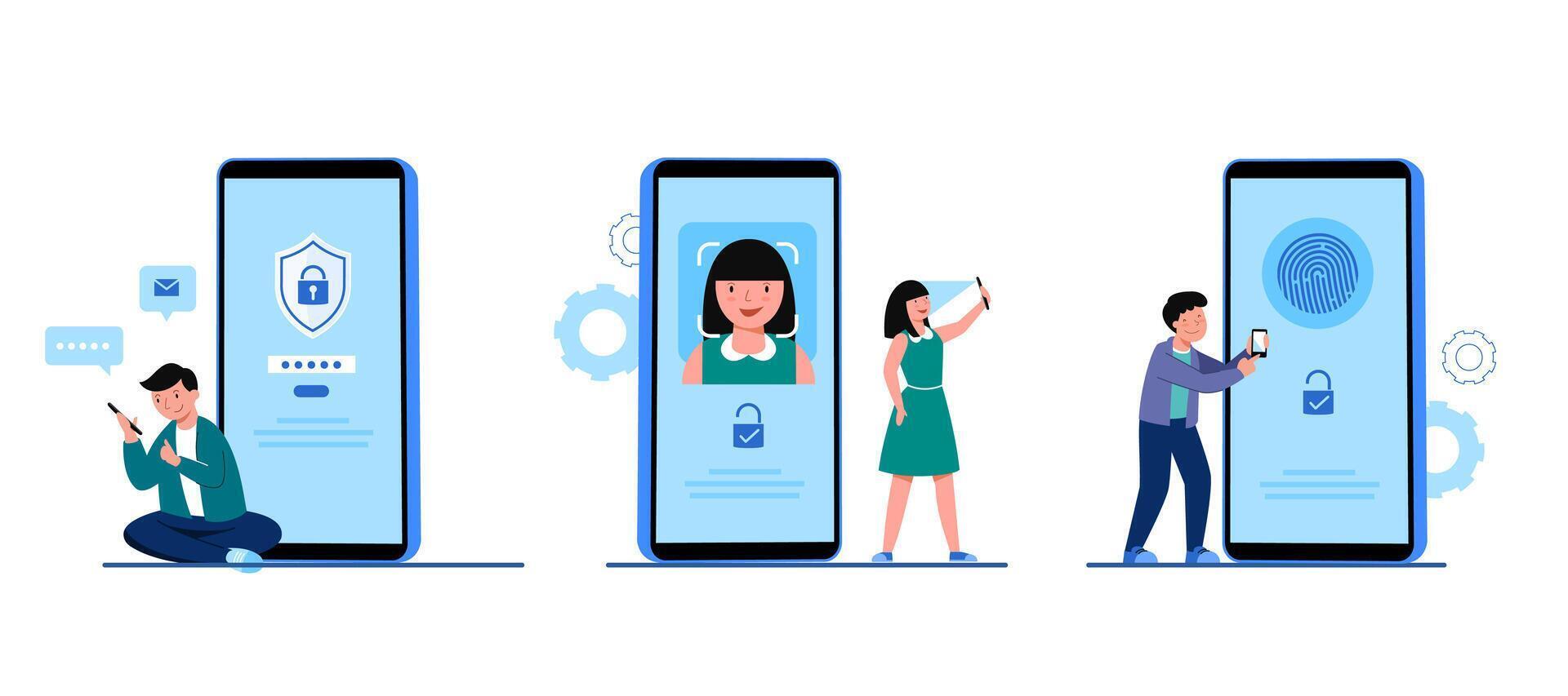 personal data security and cyber data security online concept illustration vector