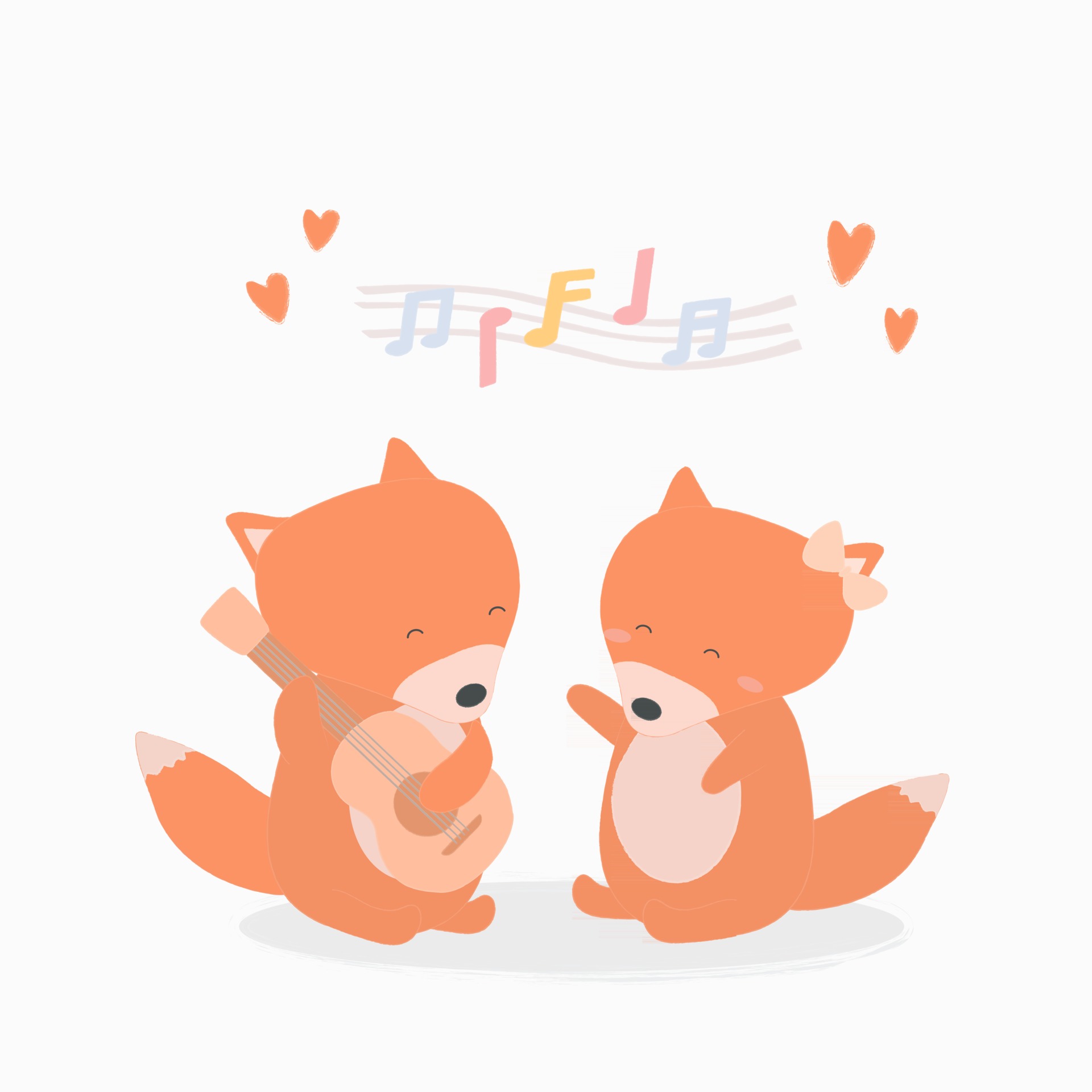 Fox lover cute cartoon romantic sing a song vector illustration 2915821  Vector Art at Vecteezy