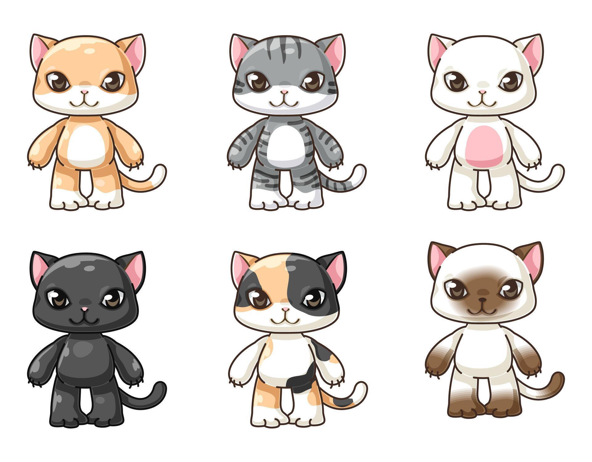 bundle of isolated lovely cat cartoon characters collection 2915863