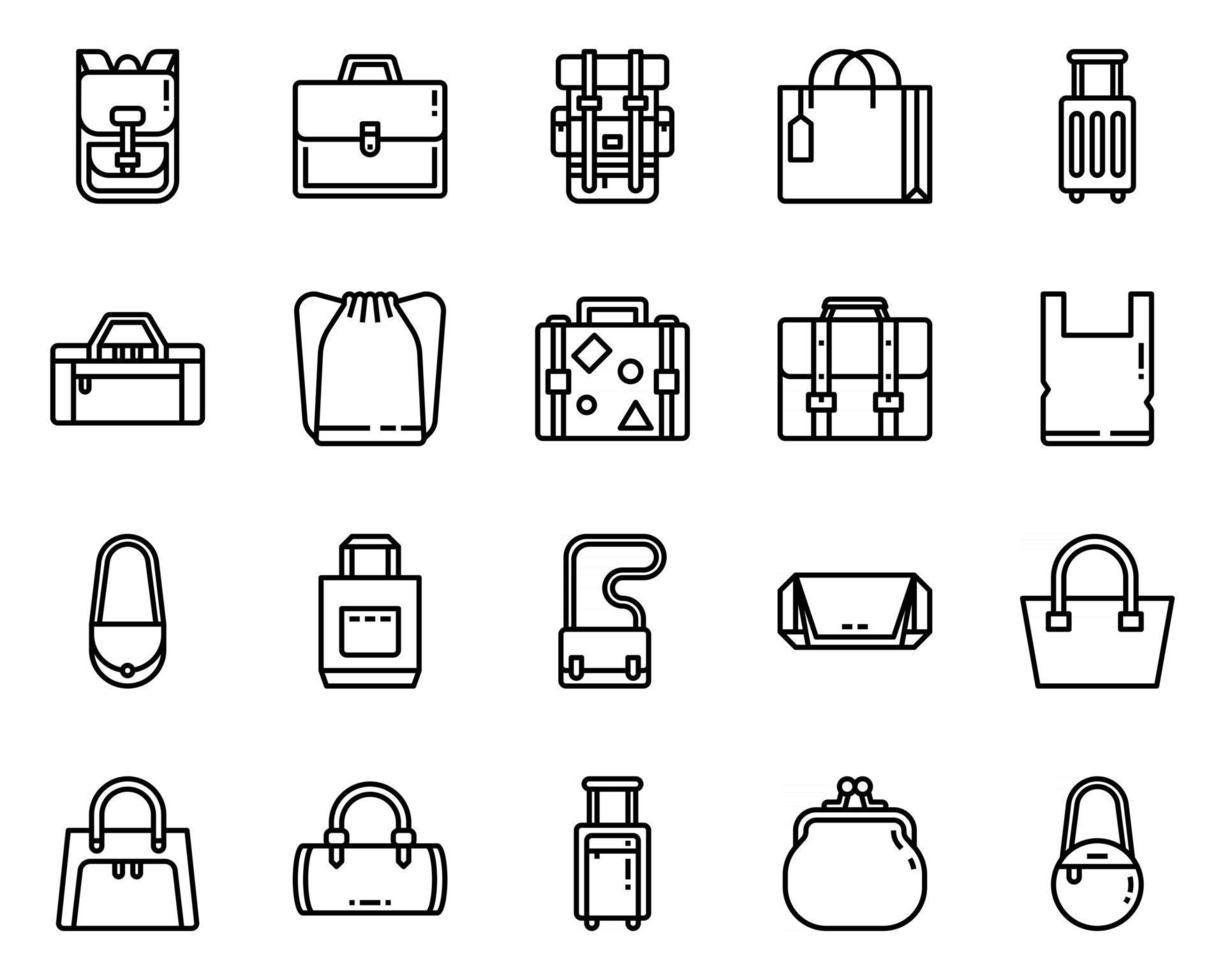 bolsas de contorno icono y símbolo para sitio web, aplicación vector