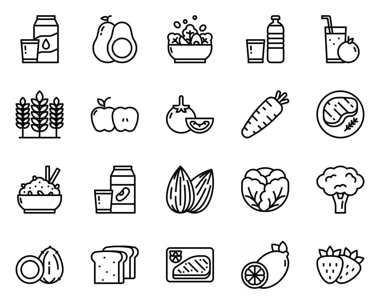 icono y símbolo de contorno de alimentos saludables para sitio web, aplicación vector