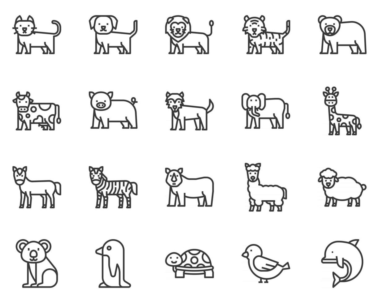 animales contorno icono y símbolo para sitio web, aplicación vector