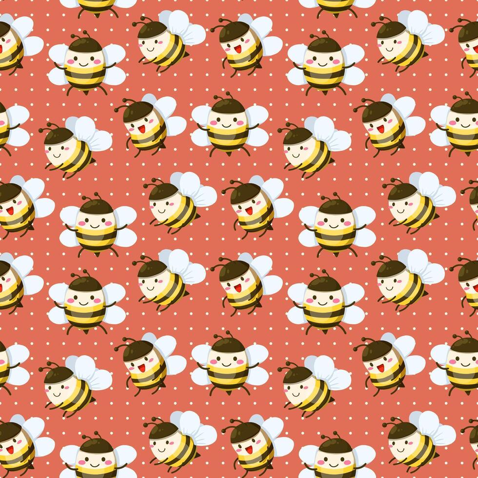 seamless pattern bee and honeycomp in cartoon characters vector