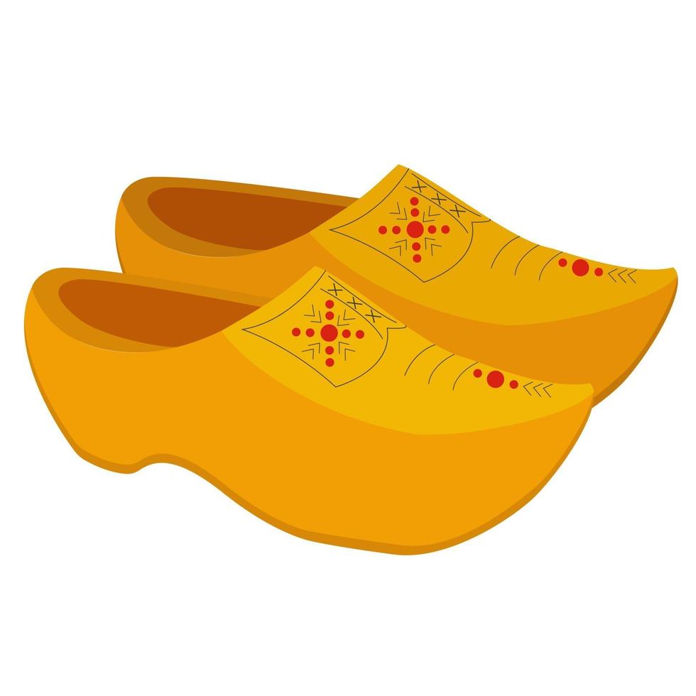 Klomp, traditional Dutch wooden shoes. Clogs from the Netherlands with painted motif vector