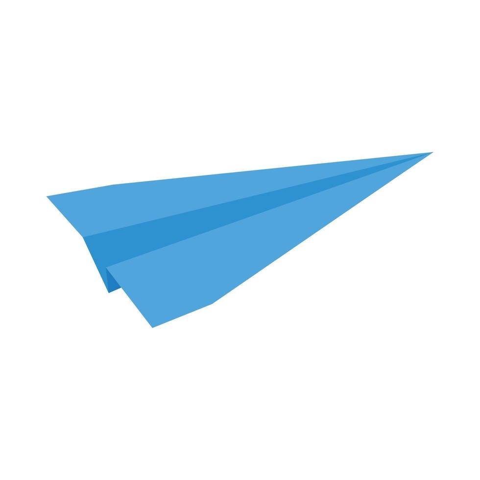 icono de avión de papel de origami. Avión hecho a mano azul aislado sobre fondo blanco. símbolo de comunicación, viajes, imaginación, soñar vector