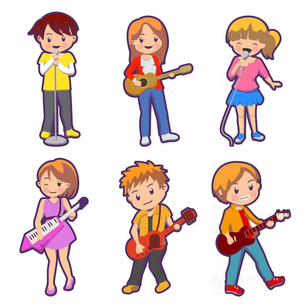 Set of Musician and singer cartoon character collection vector