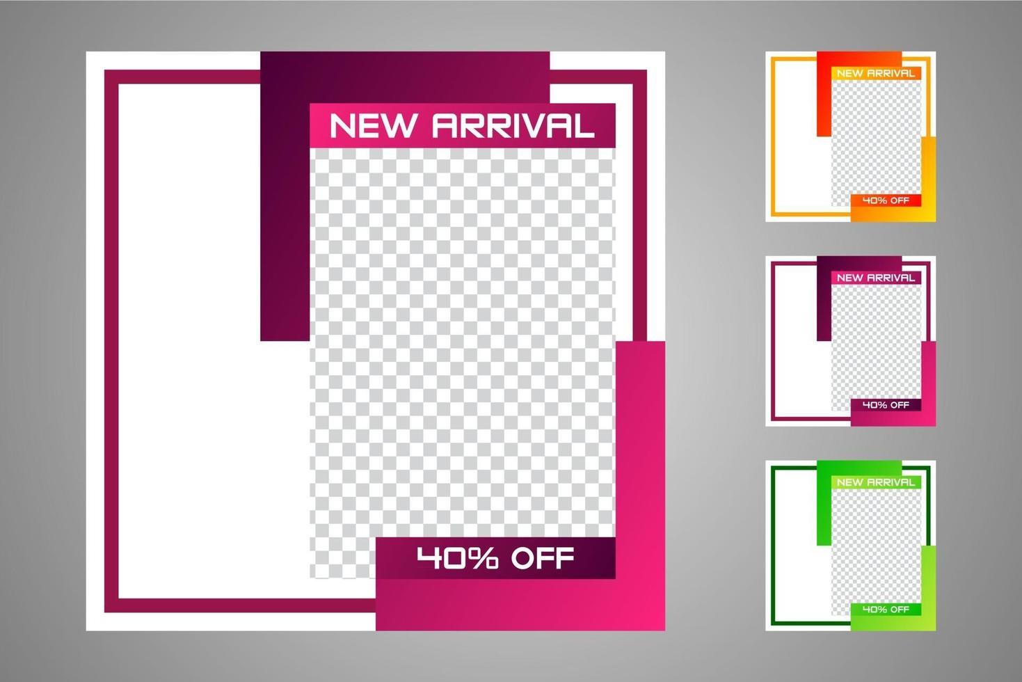New set of editable minimal banner templates. Suitable for social media posts and web or internet ads. Vector illustration with photo college.