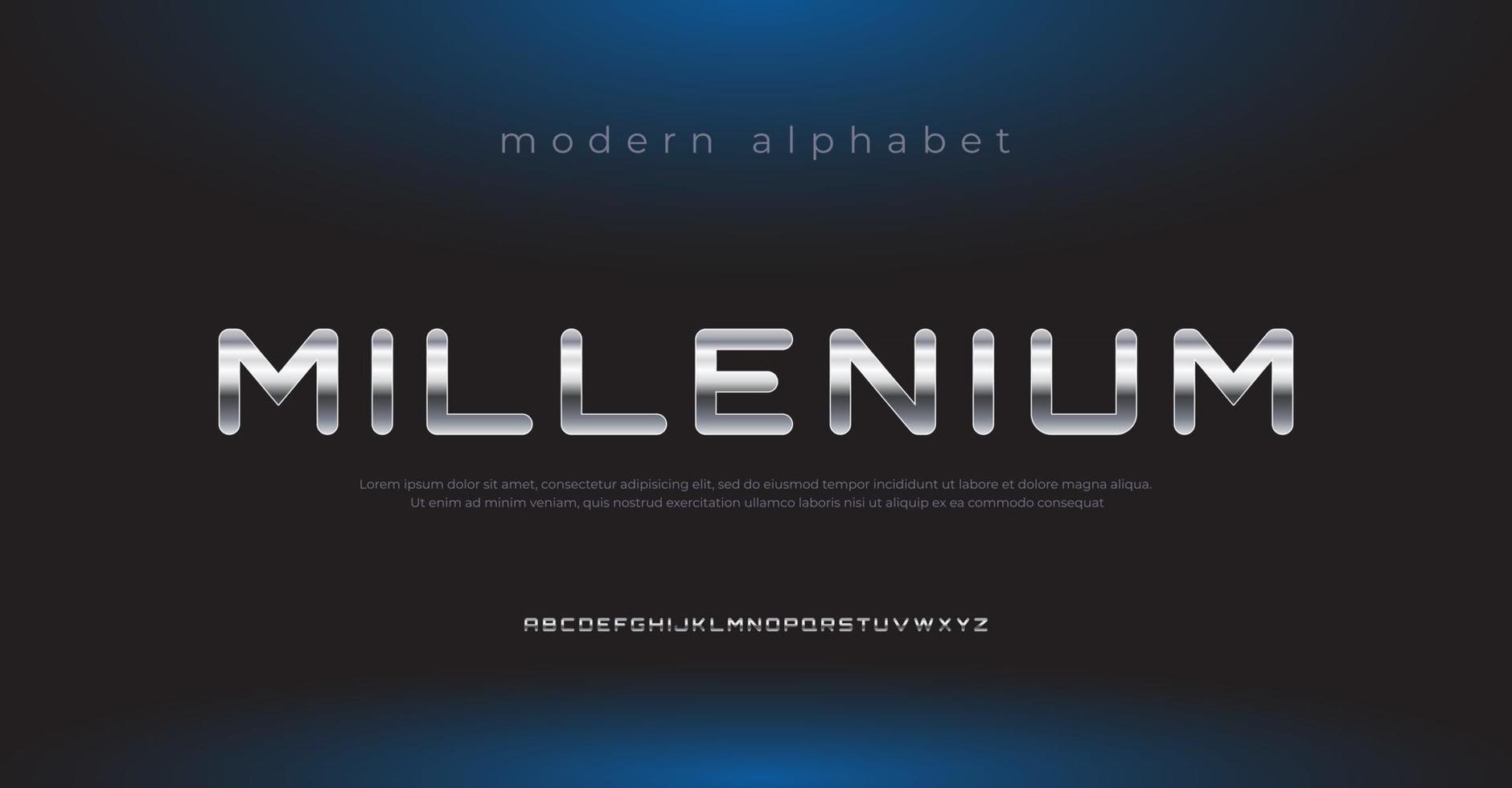 Future modern metallic alphabet font. Typography urban style fonts for sport, technology, digital, movie logo design vector