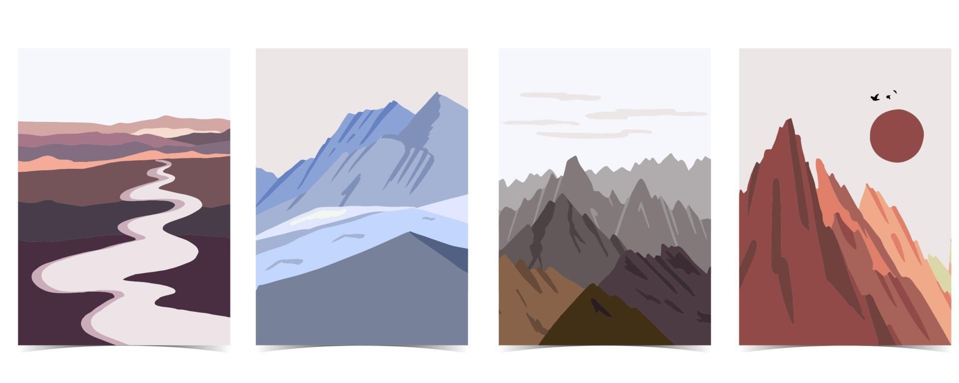 colección de fondo de paisaje de la naturaleza con montaña, lago, cielo que se usa para el tamaño a4 a5 digital vertical e imprimible vector