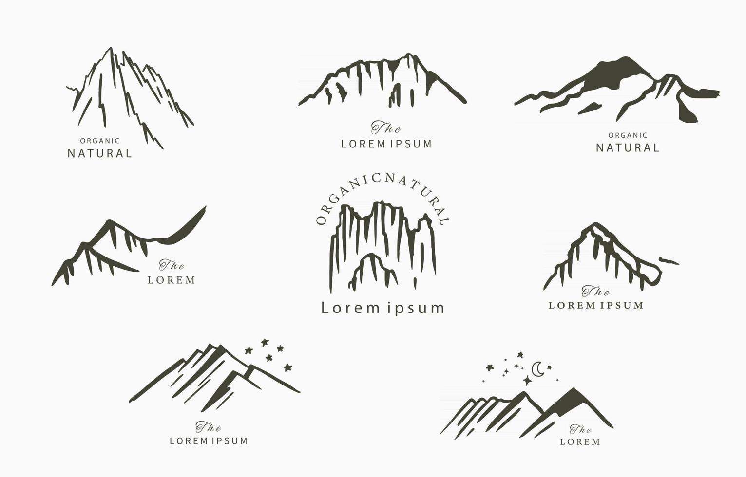 Black line natural with mountain and star vector