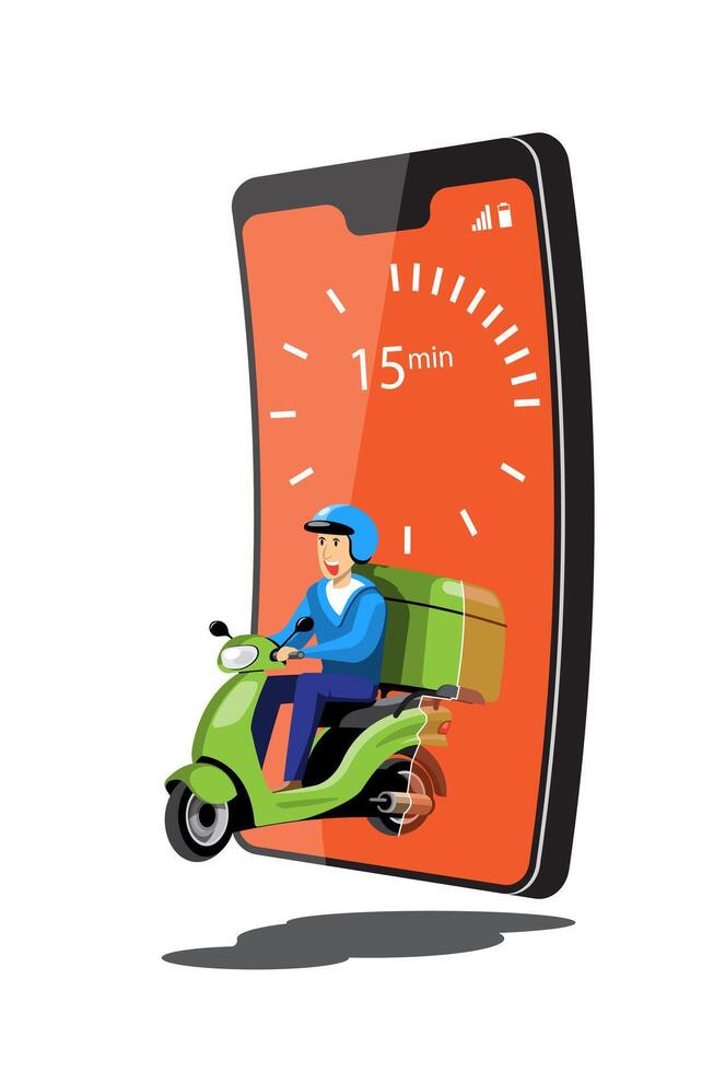 Grandes iconos de colores de vectores de motocicletas aisladas, ilustraciones planas de entrega por motocicletas a través de la ubicación de seguimiento gps. entrega en bicicleta, entrega de pizza y comida, entrega instantánea, entrega en línea.