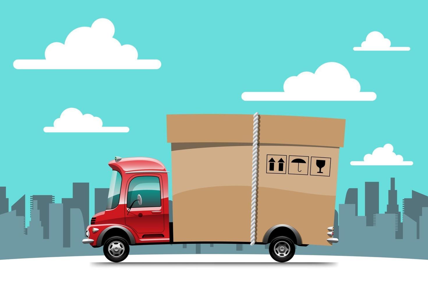Big isolated delivery vehicle vector icons, flat illustrations of truck, logistic commercial transport concept.