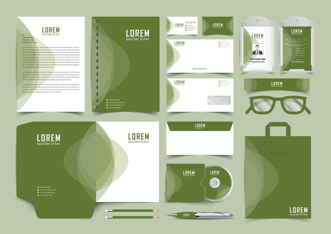 Creative Stationery template with element design vector