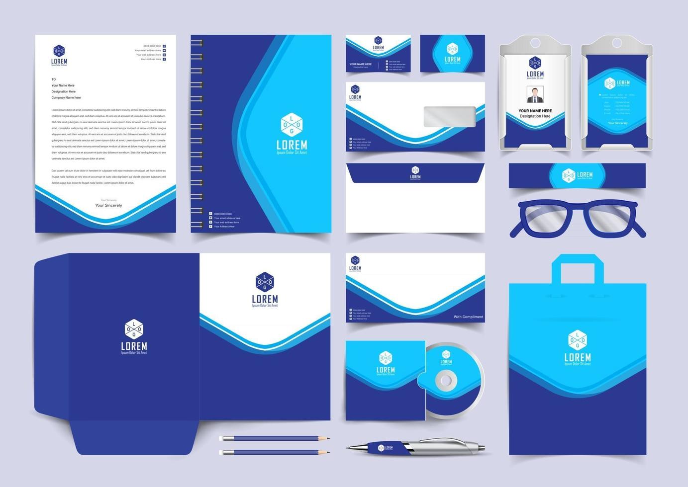 Classic full stationery template design. Documentation for business vector