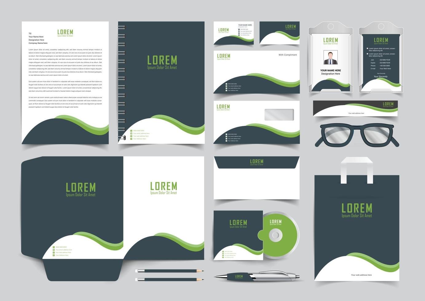 corporate stationery template design vector