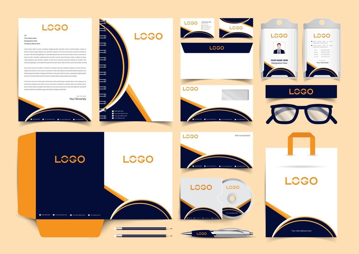 Modern stationery set pattern in vector format