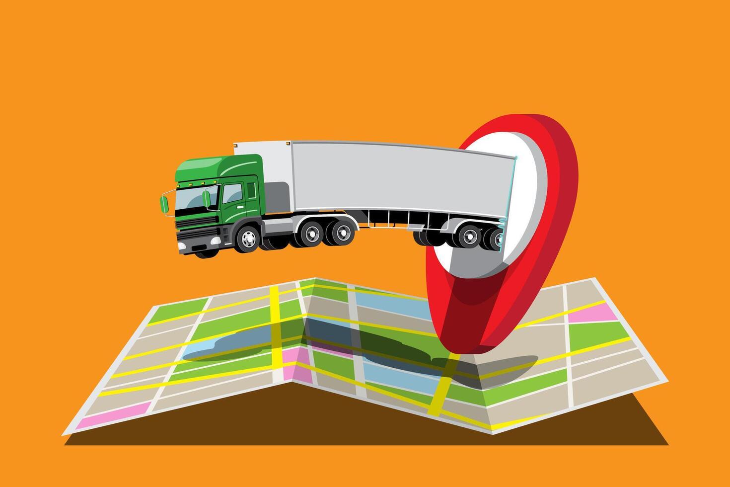 Big isolated vehicle vector colorful icons, flat illustrations of delivery by van through GPS tracking location. delivery vehicle, goods and  food delivery, instant delivery, online delivery.