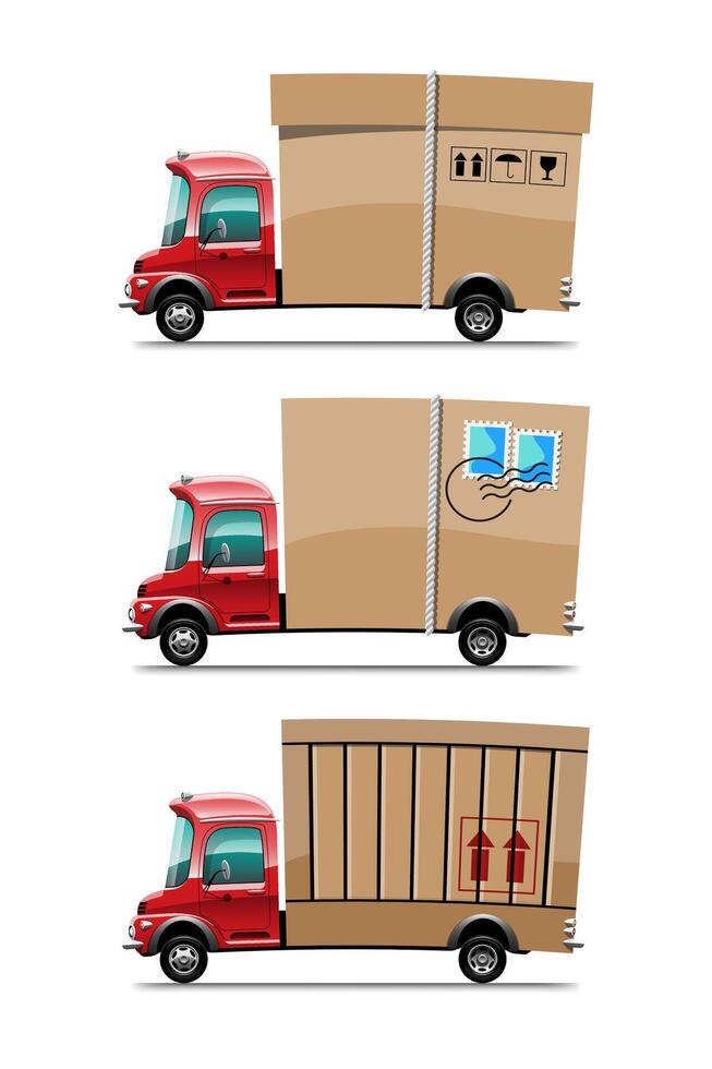 Big isolated vehicle vector colorful icons, flat illustrations of delivery by van through GPS tracking location. delivery vehicle, goods and  food delivery, instant delivery, online delivery.